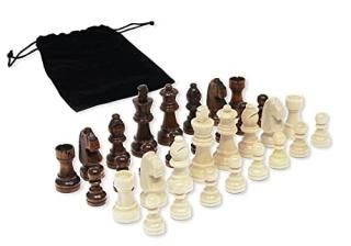 Da Vinci Staunton Wood Chess Pieces with 6.4cm King 32 Chessmen & Storage Bag