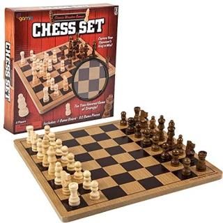 Gamie Wooden Chess Board Game Wood Family Board Game for Game Night Indoor Fun a
