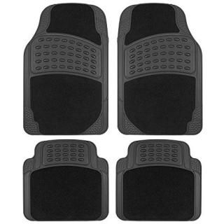 BDK HybridMat Automotive Rubber & Carpet Floor Mats Universal Front & Rear Seat 