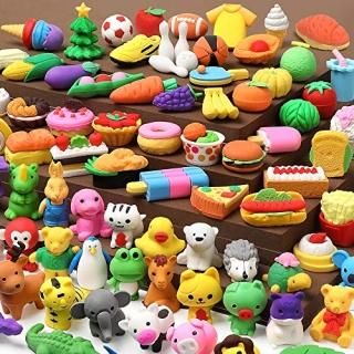 UMIKU 100 Pack Pencil Erasers Animal Erasers for Kids Puzzle Erasers 3D Mini Era