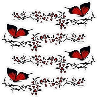 OIIKI Car Decals for Women 2 Sets Butterfly Flower Car Stickers Vinyl Car Side D