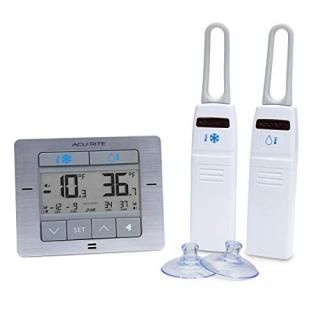 AcuRite 00515M Refrigerator Thermometer with 2 Wireless Temperature Sensors & Cu
