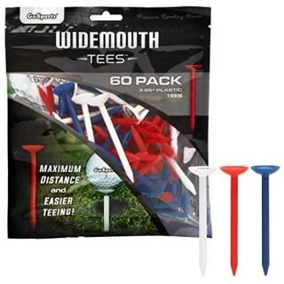 GoSports 3.25 Widemouth Plastic Golf Tees  60 Tee Players Pack  Max Distance a