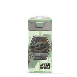 Zak Designs Star Wars The Mandalorian Durable Plastic Water Bottle with Intercha