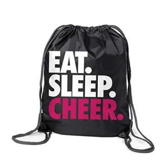 Cheerleading Sport Pack Cinch Sack  Eat Sleep Cheer  Black
