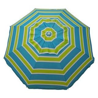 Heininger 1300 Sea Blue/Lime Green 7' Beach Umbrella with Tilt and Travel Bag
