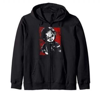 Child's Play Chucky Distressed Portrait Zip Hoodie