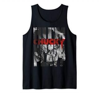 Child's Play Hi I'm Chucky Wanna Play Text Fill Tank Top