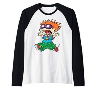 Chucky Running Away Center Design Raglan Baseball Tee