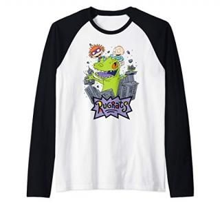 Rugrats Reptar Chucky Tommy Buildings Raglan Baseball Tee