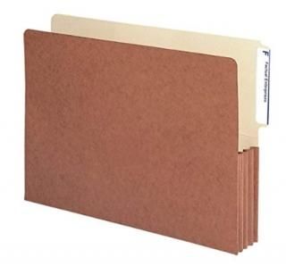 3 1/2 Inch Expansion File Pockets 1/3 Tab Legal Manila/Redrope 10/Box  