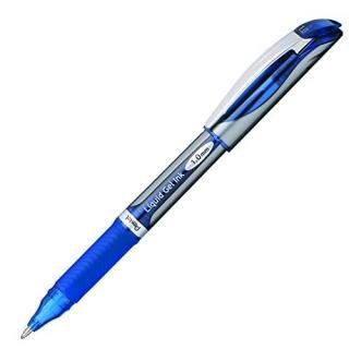 Pentel EnerGel Deluxe Liquid Gel Pen Bold Line Metal Tip Blue Ink Box of 12 BL60