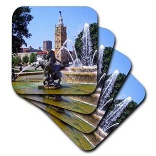 set-of-8-Soft - 3dRose cst_47350_2 Kansas City Jc Nichols Fountain-Soft Coasters