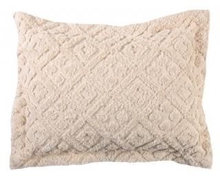 Stylemaster Diamond Tufted Chenille Sham Standard Ivory New.