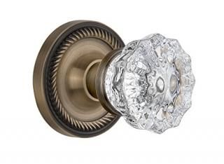 Nostalgic Warehouse BN22-ROPCRY-AB Rope Rosette with Crystal Double Dummy Knob A