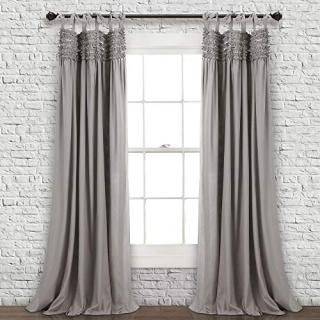 Lydia Ruffle Window Curtain Panels Gray Set 40x84