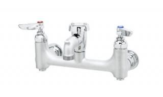 T&S Brass B-0674-BSTR Wall Mount Service Sink Faucet with 8-Inch Centers Vacuum 