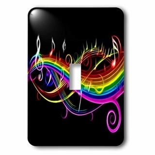 3dRose Rainbow music notes in neon rainbow colours Single Toggle Switch