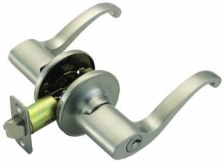 Satin Nickel - Design House 784918 Scroll 2-Way Latch Entry Door Handle Adjustab