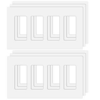 4-Gang Decora Screwless Wall Plate Decorator Outlet Plate Cover for Light Switch