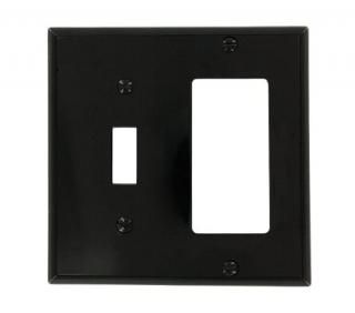 Leviton 80707-E 2-Gang 1-Toggle 1-Decora/GFCI Device Combination Wallplate Black