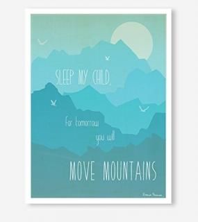 Kid's Wall Art Move Mountains 11x14 Wall Art Print for Boys Girls or Baby's Room