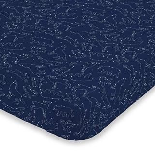 NoJo Super Soft Navy & White Cosmic Constellations Nursery Mini Crib Fitted Shee