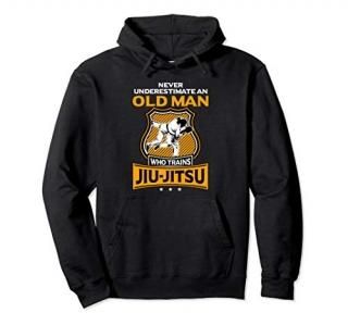 Never Underestimate Old Man Brazilian Jiu Jitsu BJJ Gi Gift Pullover Hoodie