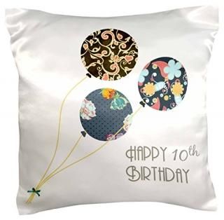3dRose Happy 10th Birthday - Modern stylish floral Balloons. Elegant black brown