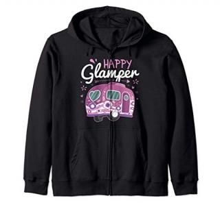 Happy Glamper Caravan Camping Glamping Gear Zip Hoodie