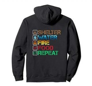 Cool Camping Gear Survival Clothing - Shelter Water Fire Pullover Hoodie