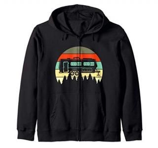 Retro Sunset Camping Recreational Vehicle RV Gift Zip Hoodie
