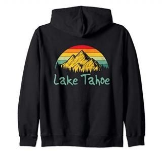 Vintage Lake Tahoe Mountains Retro Sunset Family Vacation Zip Hoodie