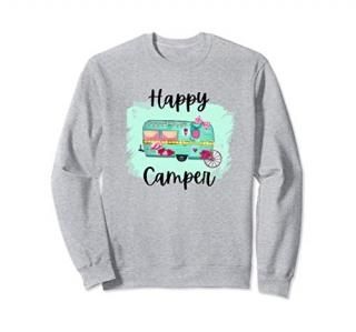 Happy Camper Retro Trailer Camping Gift for Women and Kids Sweatshirt