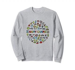 Happy Camper Camping Symbols and Tools for Men Women Kids Sweatshirt