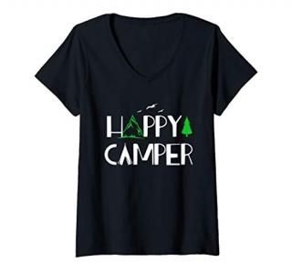 Womens Happy Camper - Camping T-Shirt for Men Women and Kids V-Neck T-Shirt