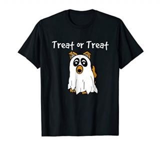 Treat Or Treat Ghost Costume Puppy Dog T-Shirt