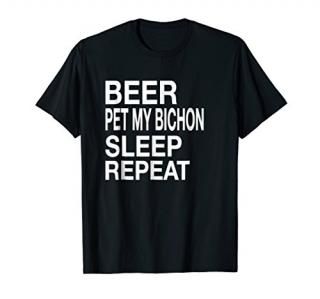 Beer Pet Bichon Sleep Repeat White LDogCuteLove T-Shirt