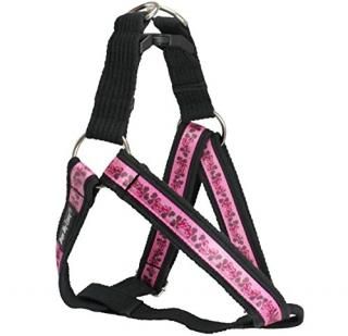Cotton Web Adjustable Dog Step-in Harness 4 Sizes Pink Flowers Pattern Large 17-