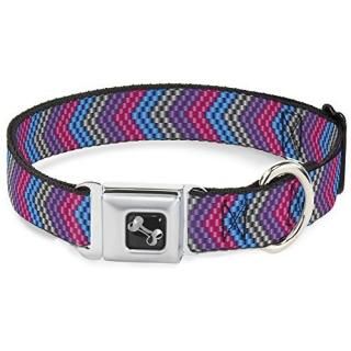 Buckle-Down Seatbelt Buckle Dog Collar - Chevron Weave Gray/Lavender/Pink/Baby B