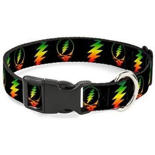Dog Collar Plastic Clip Steal Your Face Lightning Bolt Repeat Black Rasta 9 to 1