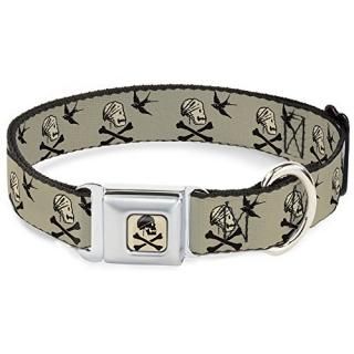 Dog Collar Seatbelt Buckle Jack Sparrows Flag Icons Grays 9 to 15 Inches 1.0 Inc