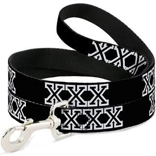 Buckle-Down Pet Leash - XXX Black/White - 4 Feet Long - 1 Wide