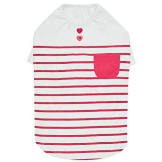 Blueberry Pet Soft & Comfy Summer Vacation Beach Cotton Dog T-Shirt in Pink Stri