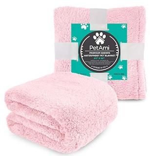 PetAmi Fluffy Waterproof Dog Blanket Fleece  Soft Warm Pet Fleece Throw for Smal