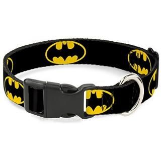 Buckle-Down Plastic Clip Collar - Batman Shield Black/Yellow - 1/2 Wide - Fits 6