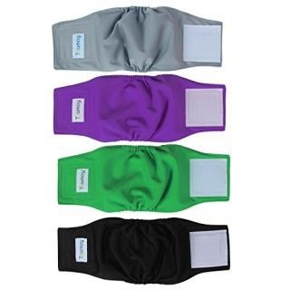 Teamoy 4pcs Reusable Wrap Diapers for Male Dogs Washable Puppy Belly Band XS Bla