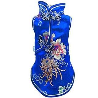 Yu-Xiang Pet Costume Tang Suit Dog Cheongsam Satin Clothes Chinese Style Clothin