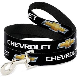 Dog Leash Chevrolet Bowtie Black Gold White 6 Feet Long 0.5 Inch Wide