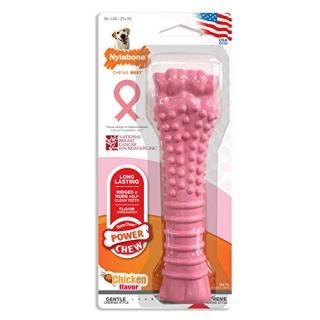 Nylabone Breast Cancer Awareness Pink Power Chew Textured Dog Toy Chicken Flavor